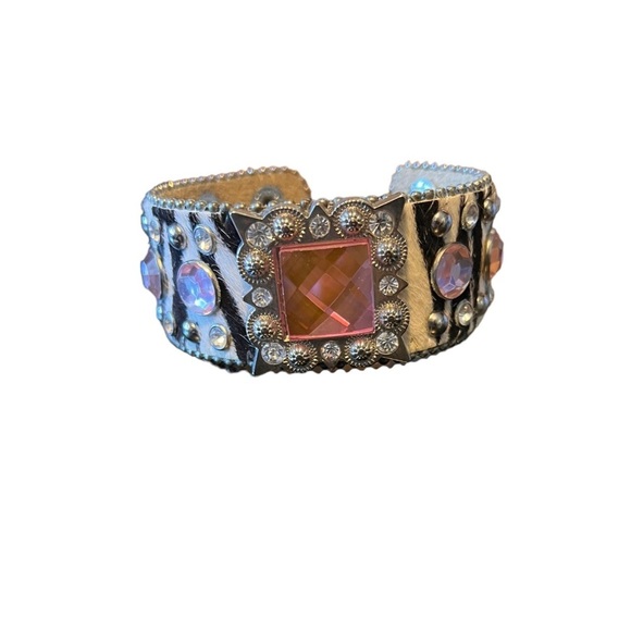 NWOT Zebra Print Leather Cuff Bracelet